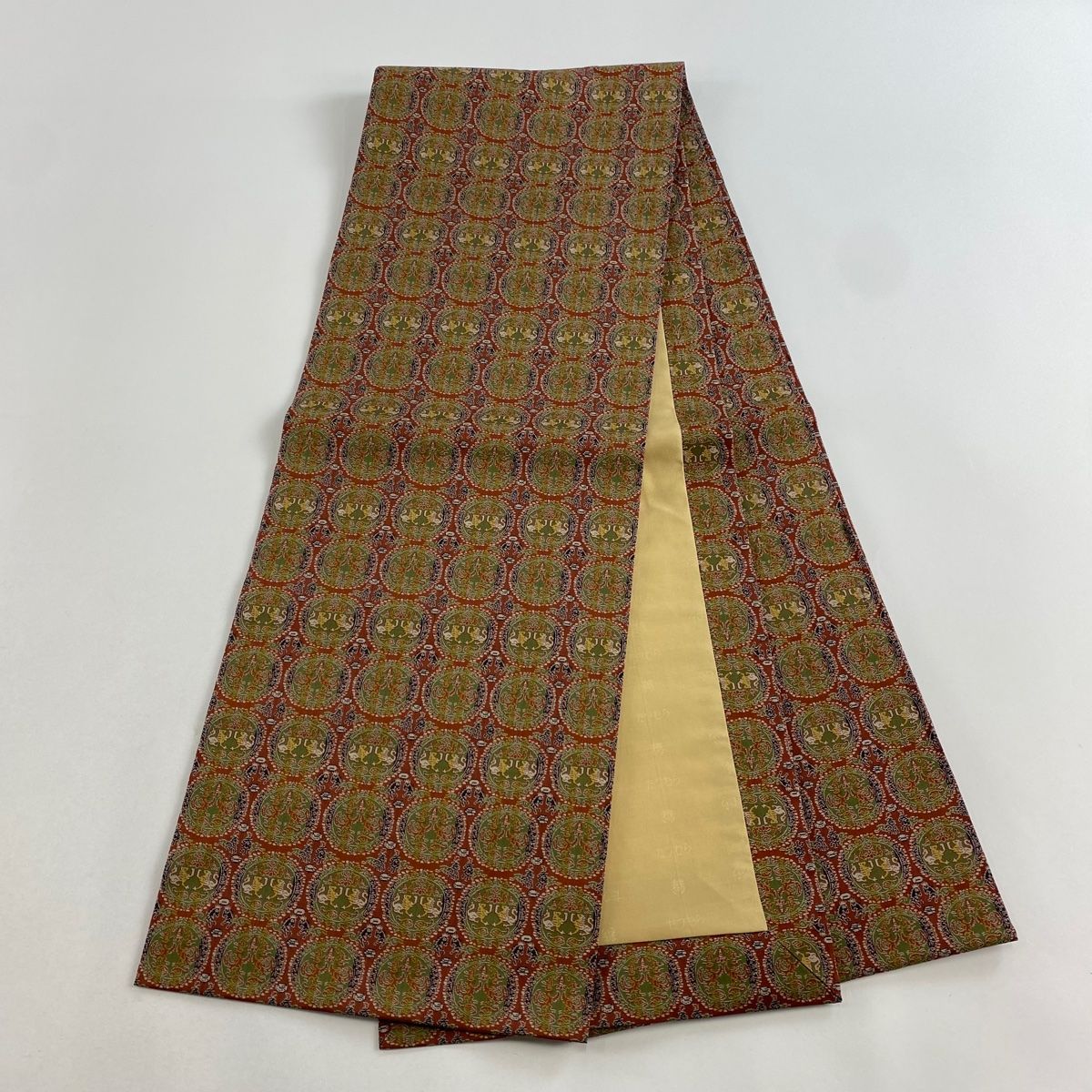 平和屋着物○八寸名古屋帯 組織 斜線間道 金糸 正絹 逸品 DAAU5842ps