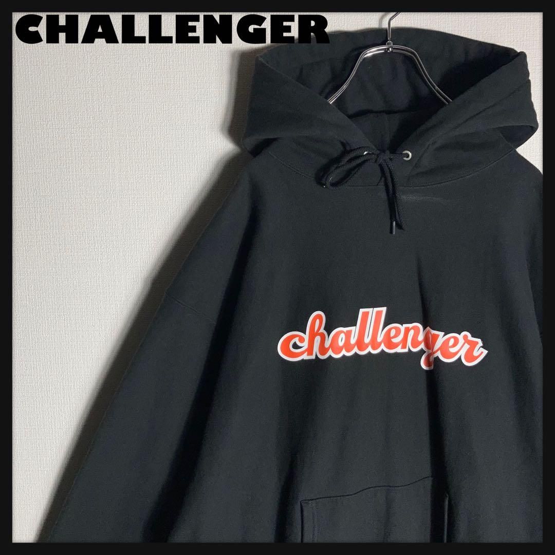XLサイズ】CHALLENGER プルオーバーパーカー ビッグロゴ 黒