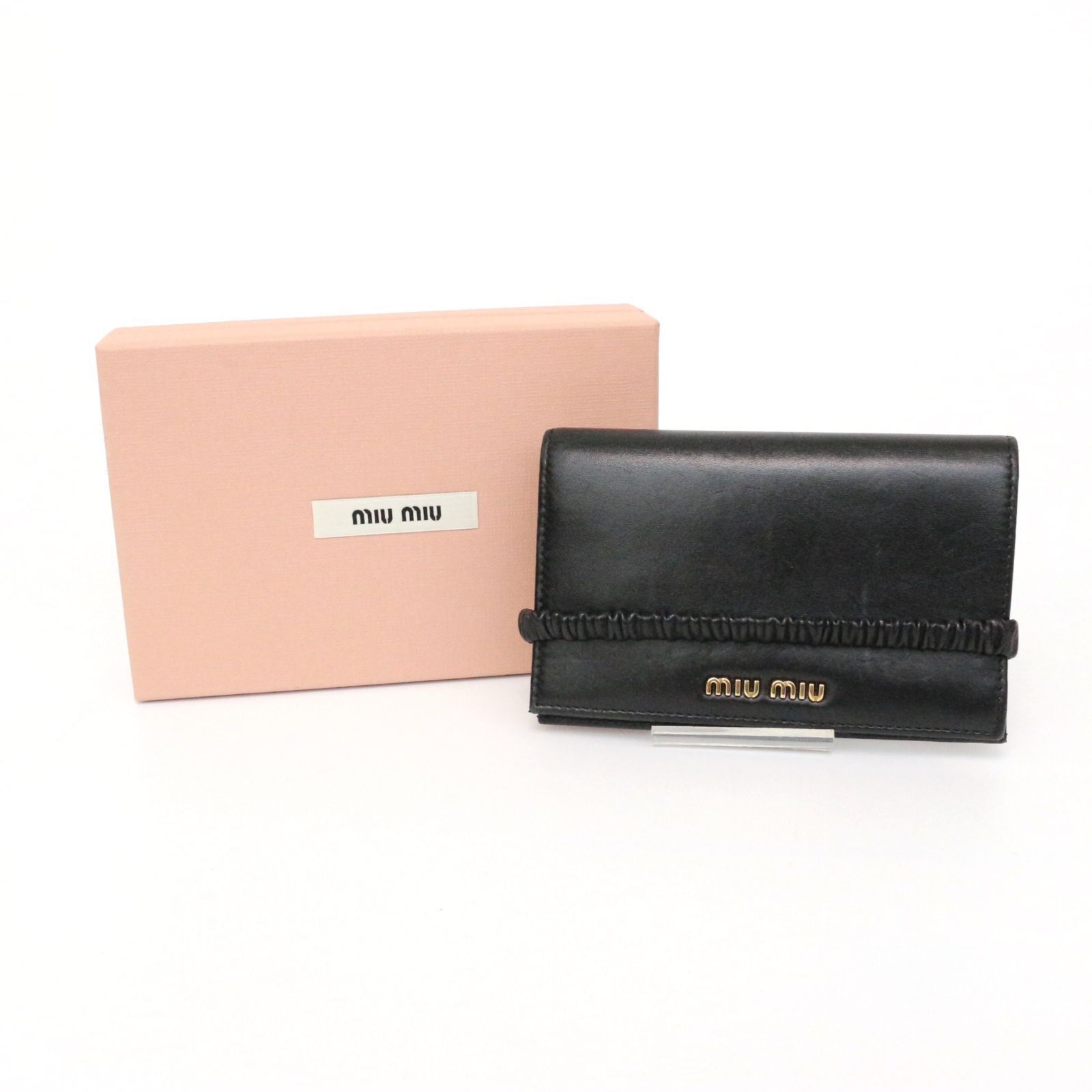 ミュウ ミュウ 5MV024 ギャザー 折り財布 ウォレット folded