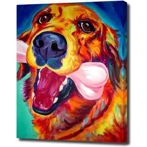 pop063 アートパネル 犬 ゴールデンレトリバー 動物 W50cm H70cm アートフレーム 絵画 キャンバス 額付き ウォールアート ポップアート モダンアート 壁掛け インテリア 装飾
