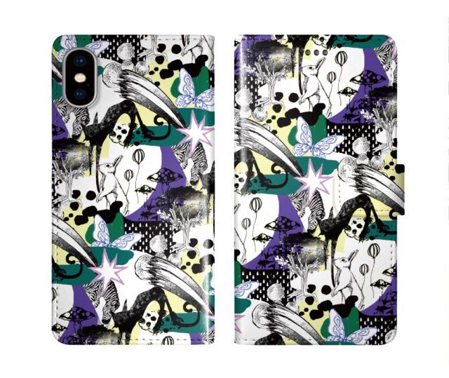 [Galaxy S8+ SC-03J SCV35] iPhone16 ケース スカラー スマホケース 手帳型 iPhone16 Pro ケース アイフォン16 15 14 13 12 11 スマホカバー 全機種対応 手帳 ScoLar うさぎ シマウマ キノコ