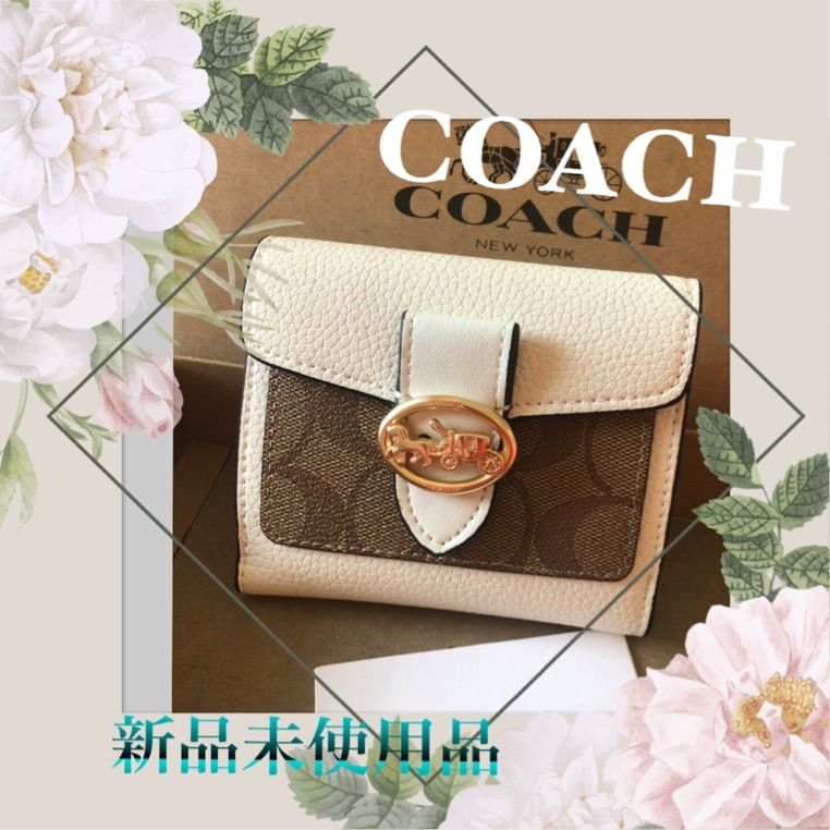 はこぽす対応商品】 COACH コーチ 折り財布 シグネチャー 馬車 asakusa