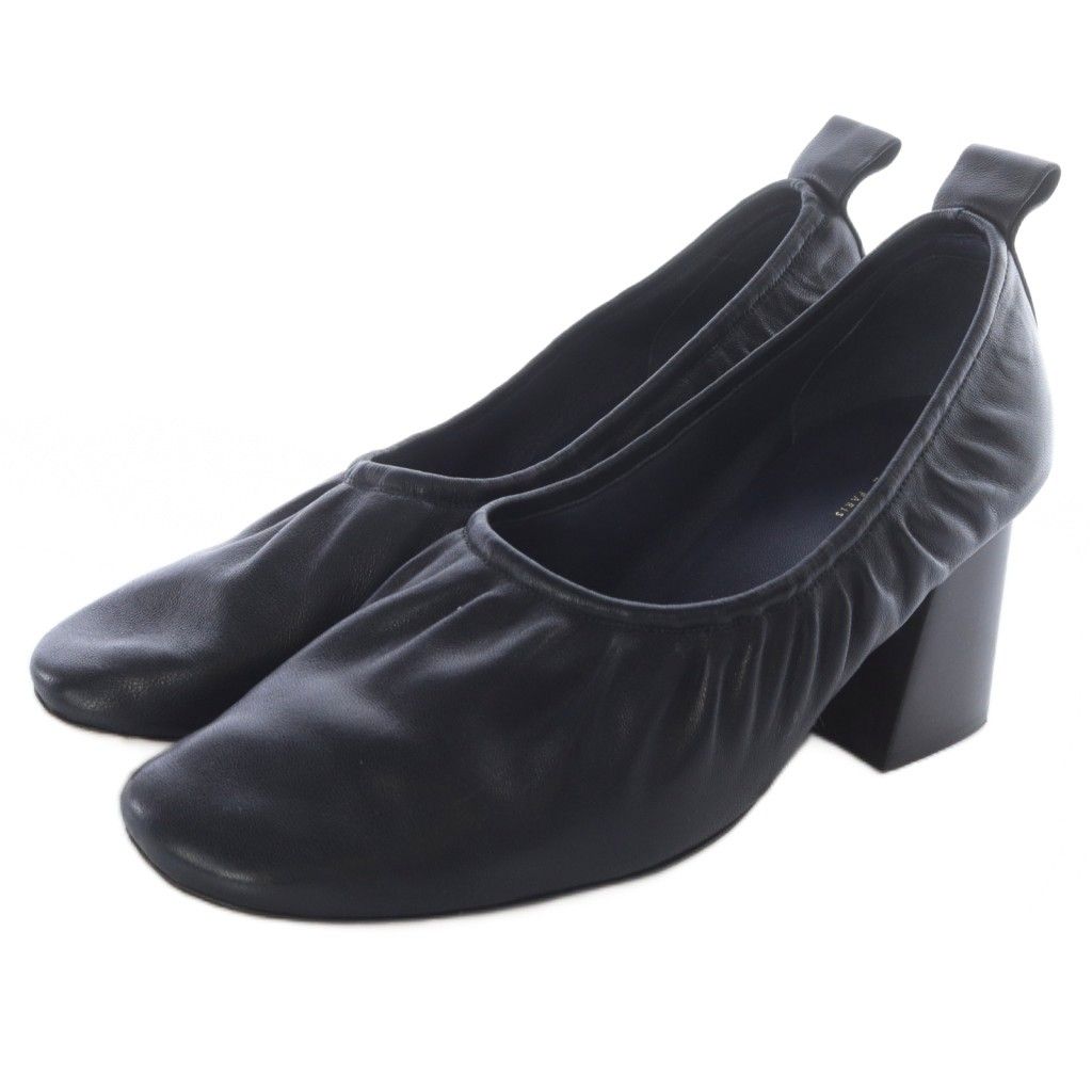 セリーヌ フィービー期 バレリーナ チャンキーヒールパンプス レザー  