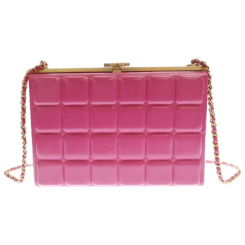 CHANEL シャネル チョコバー ラムスキン バニティバッグ レディース ピンク