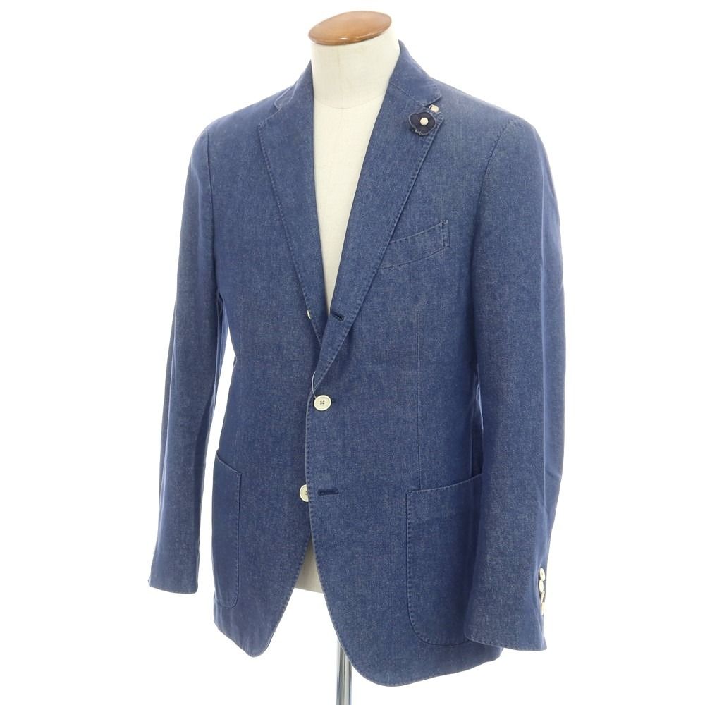 【中古】ラルディーニ LARDINI コットン デニム 3B カジュアルジャケット ライトネイビー【サイズ48 7REG】【メンズ】