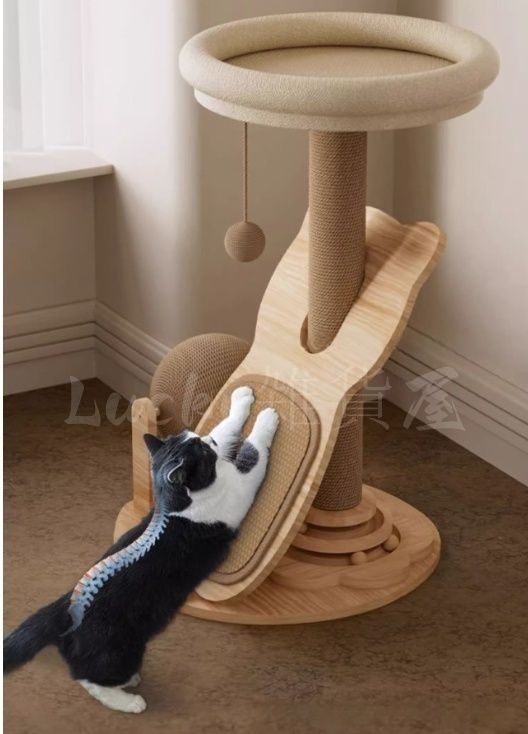 キャットタワー 165cm 木製 スリム 据え置き キャットハウス つめとぎ キャットタワー 165cm 木製 スリム 据え置き キャットハウス