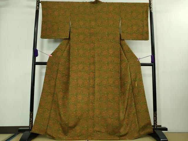 平和屋着物●重要無形文化財　人間国宝　中村勇二郎　江戸小紋　古代菊　正絹　逸品　AABC9475ck 平和屋着物□極上 重要無形文化財 人間国宝 中村勇二郎 江戸小紋 伊勢