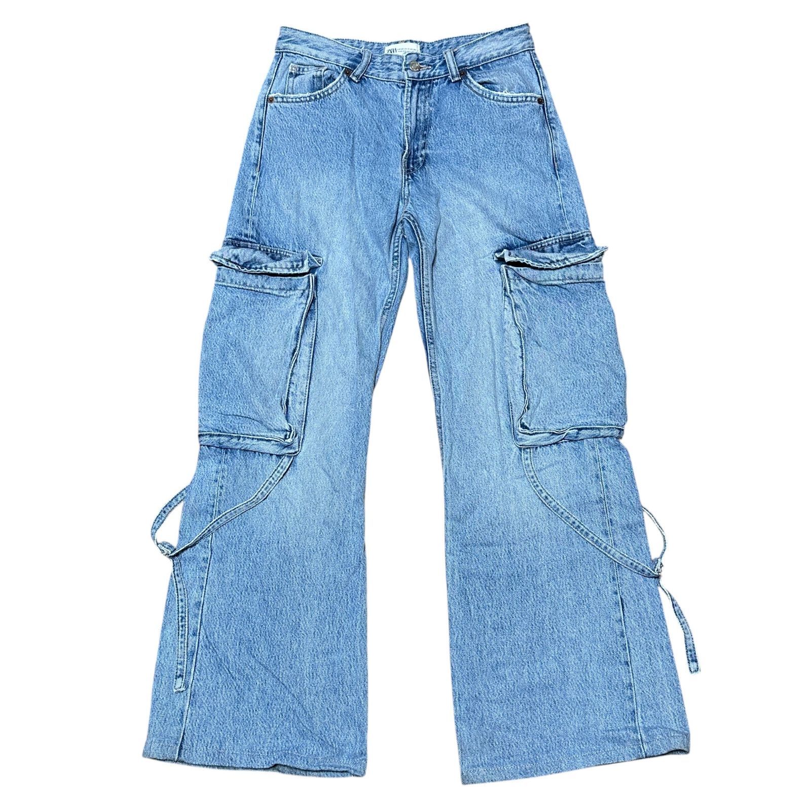 ZARA カーゴ ブーツカットデニム フレア サイズ34 レディースS ザラ 