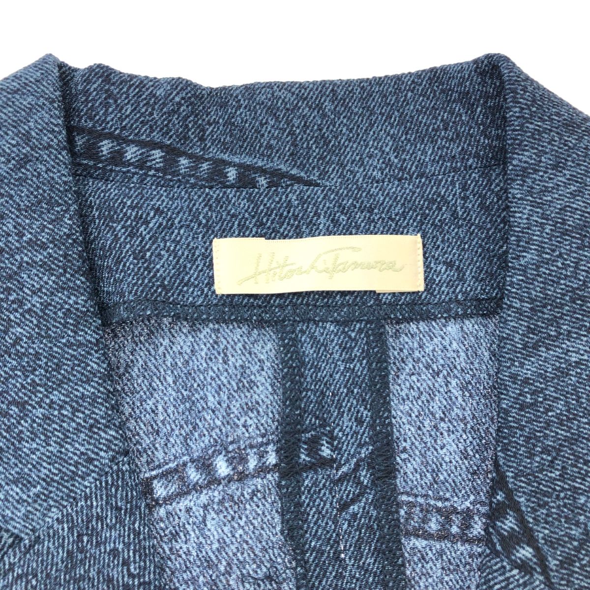 Hitoshi Tamura 詩仙堂パッチワークコートSIZE M ダークブルー 詩仙堂HITOSHI TAMURA チュニック ストライプ ストレッチ シセンドウ