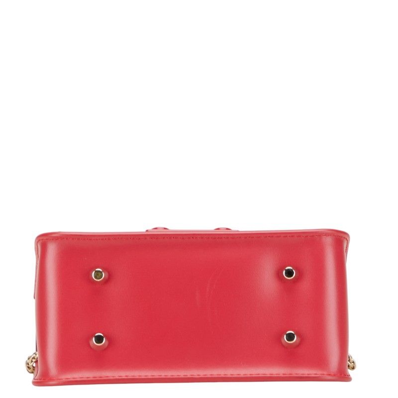 フルラ ロゴ チェーン ショルダーバッグ レッド レザー レディース  