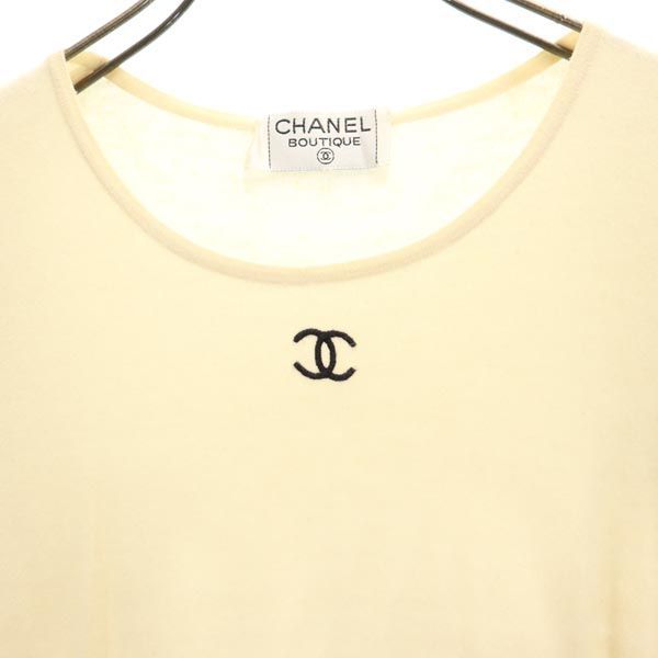 シャネル ニット 半袖 カットソー 34 ベージュ系 CHANEL ロゴ