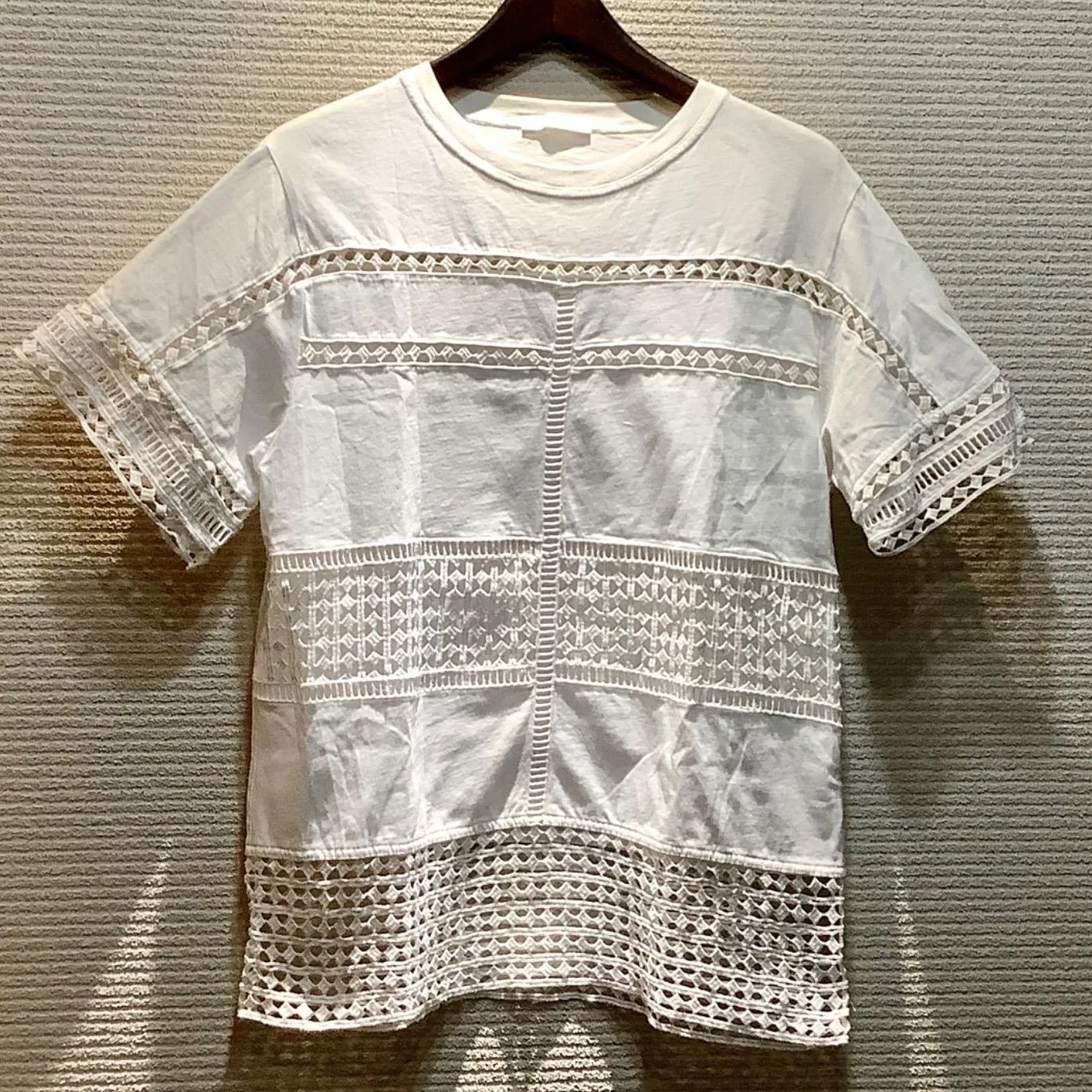 Chloe クロエ エンブロイダリー レース Tシャツ カットソー プルオーバー 半袖 白 ホワイト Sサイズ Chloe