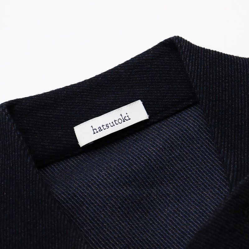 ハツトキ hatsutoki ウール スタンドカラー ロングコート 0/ネイビー  