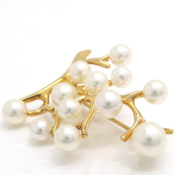 MIKIMOTO 幸福の木 パール ブローチ Kofuku no ki イエローゴールド