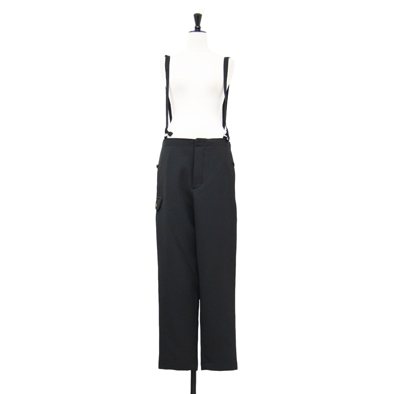 SEA シー パンツ ブラック 黒 サイズ | ダブルフェイスサージ サスペンダー パンツ | DOUBLE FACE SERGE SUSPENDER PANTS トラウザーズ ウエストゴム 2WAY | | ボトムス ズボン