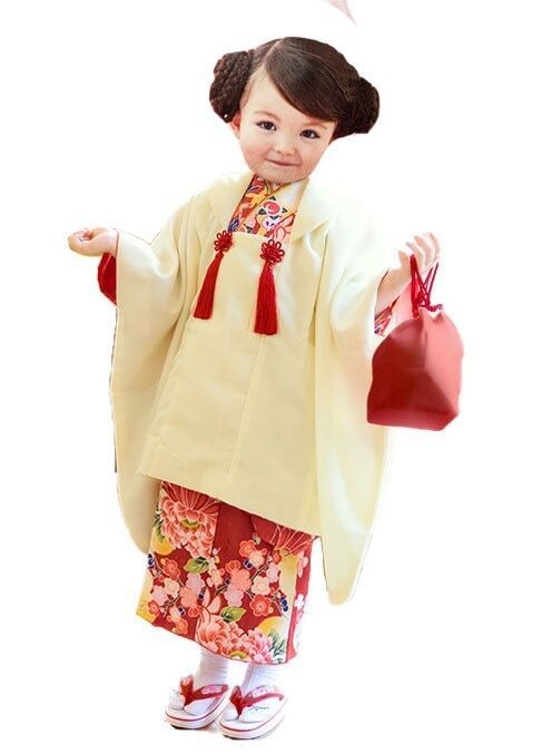 七五三 三歳 女児 被布着物セット 道行コート 兵児帯 足袋 腰紐1本 かかと止めバンド フルセット お仕立て無料 NO29913