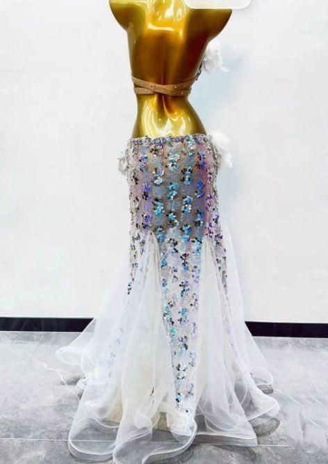 ベリーダンス衣装 上下セット 羽根 ブラ スカート オーダーメイド