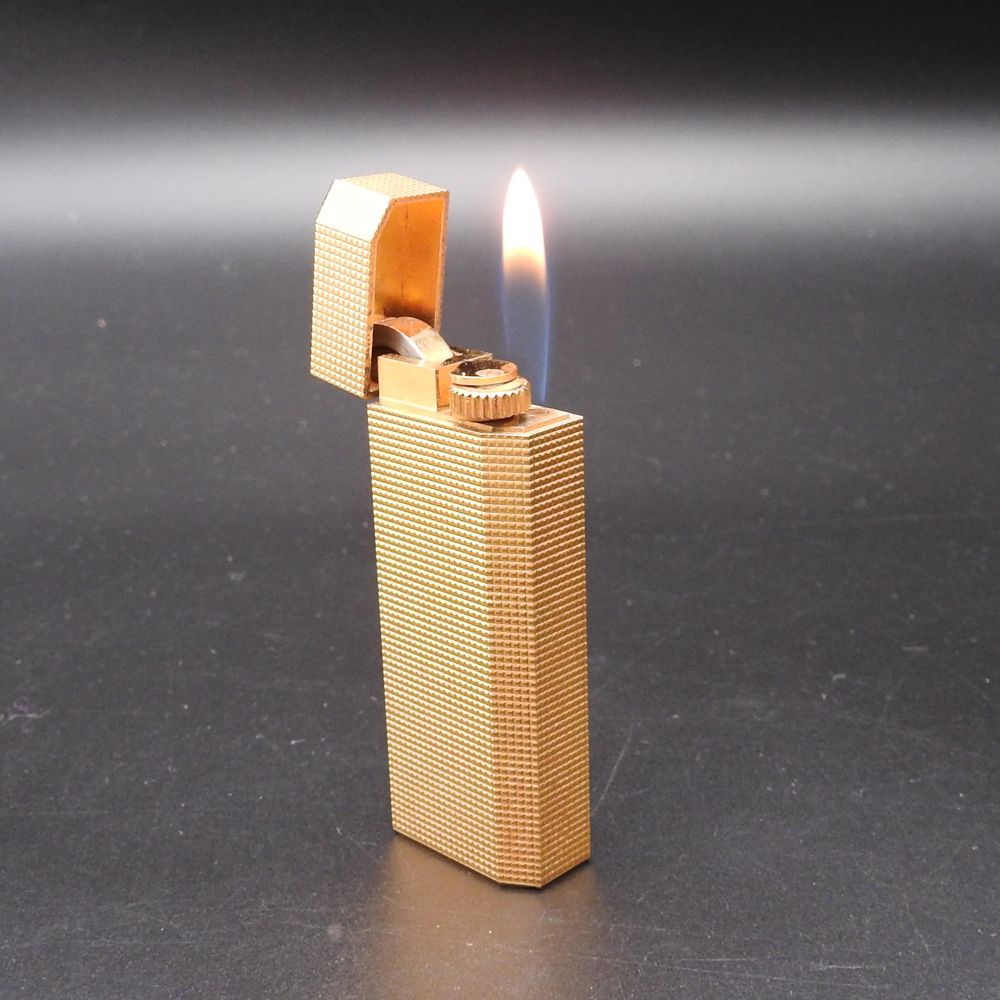 着火 済み ?Cartier カルティエ ガスライター ゴールド 柄物 5角形モデル 喫煙グッズ メンズ 現状渡し AAランク?️正規品 ケース カード付