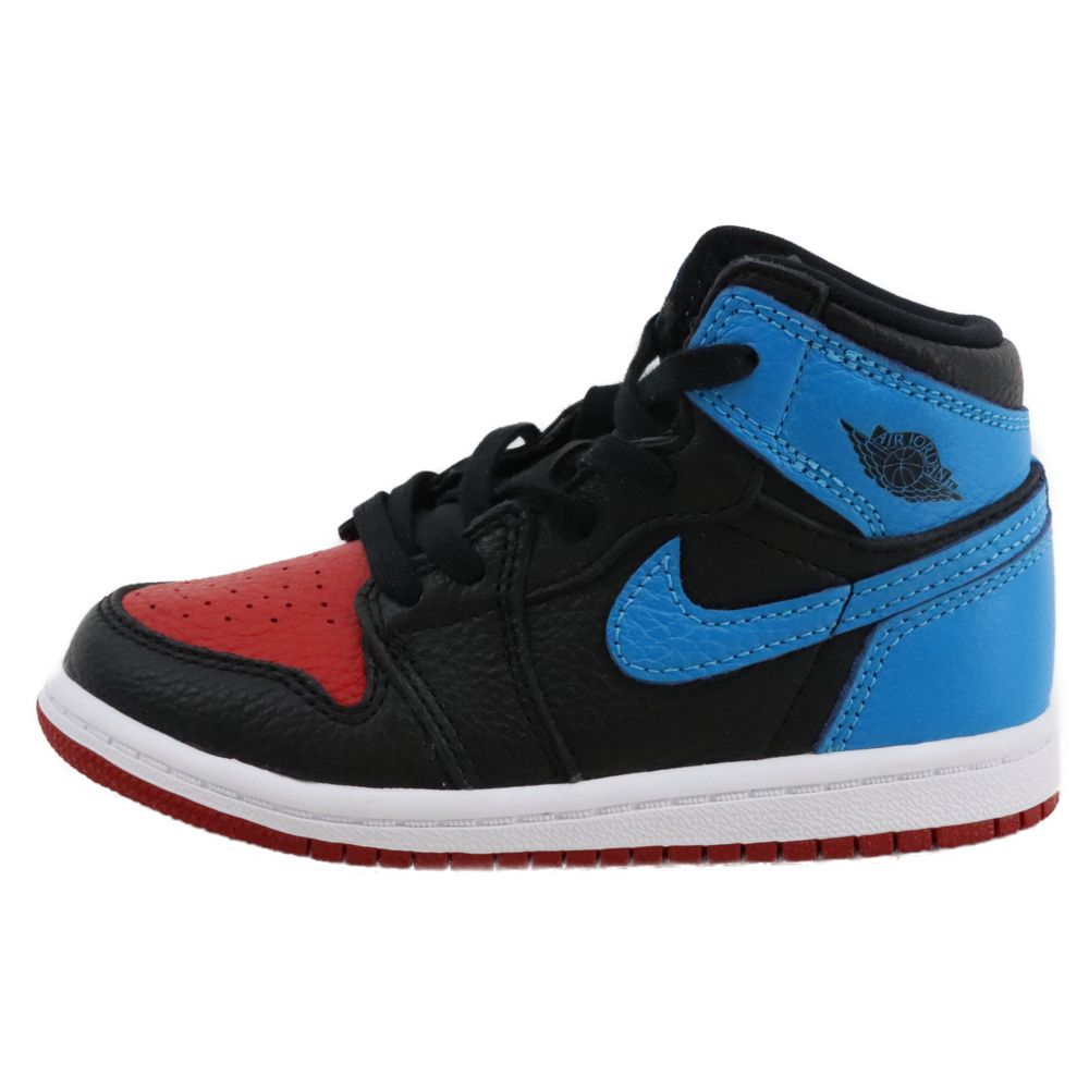 NIKE (ナイキ) TD Air Jordan 1 High OG NC to Chi Leather TD エアジョーダン1 ハイ OG NCトゥチレザー キッズ CU0450-046 ブラック/ブルー/レッド US9C/15.0cm