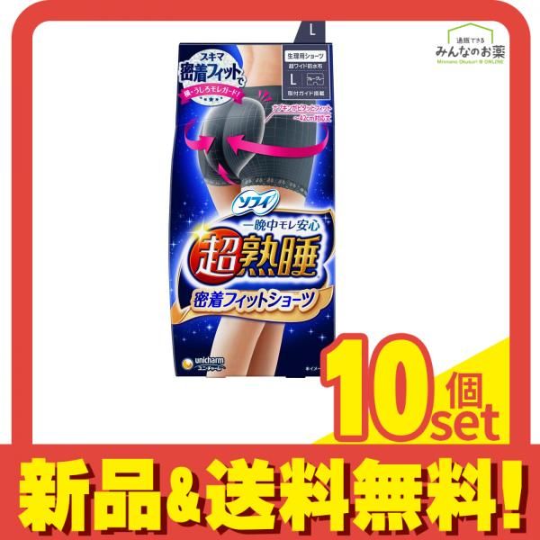 ソフィ 超熟睡密着フィットショーツ L ブルーグレー 1枚入 10個セット