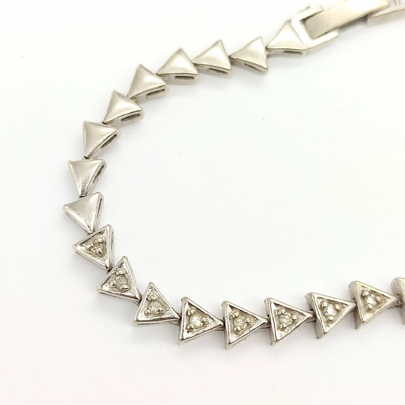 トライアングルチェーンブレスレット ダイヤ ヴィンテージ シルバー925