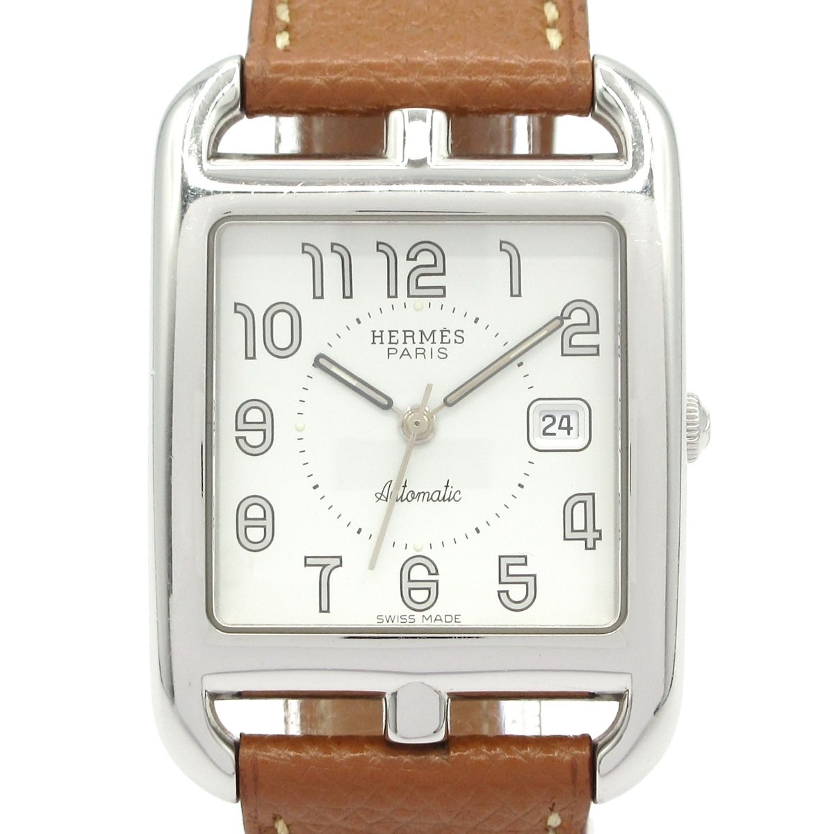 HERMES エルメス 腕時計 ケープコッド CC1.710 ボーイズ SS|革ベルト 白