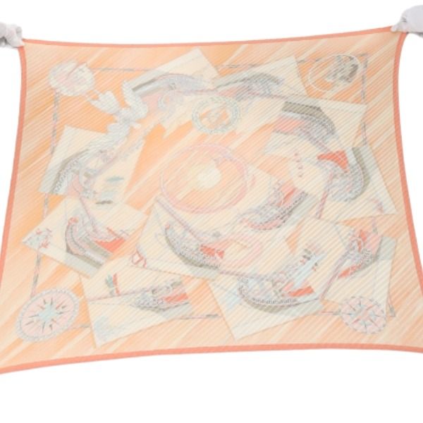 エルメス face au large 沖に向かって シルク100％ プリーツカレ 