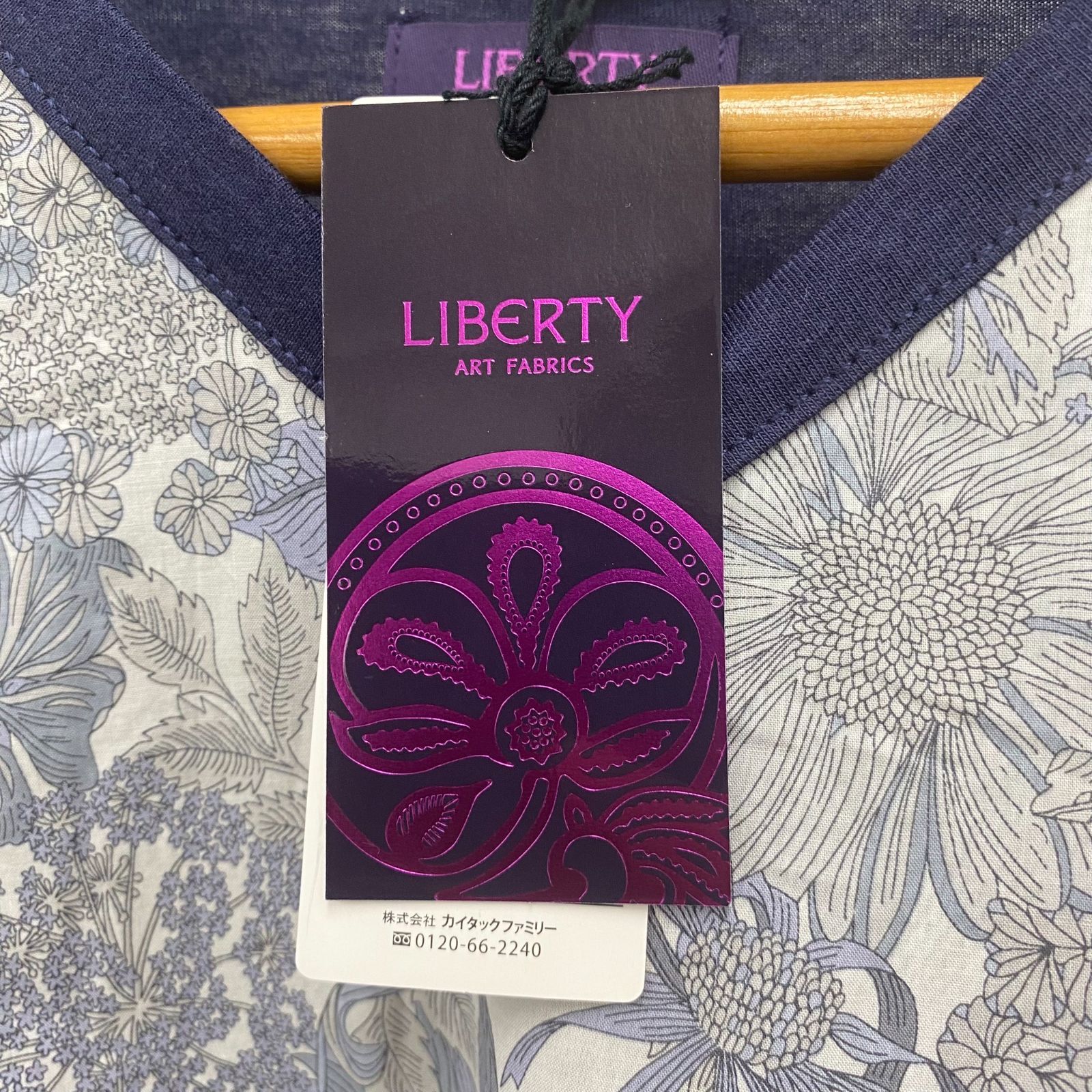 【未使用】CASTLE＆HAMMOCK LIBERTY 切替Vネックカットソー ネイビー Lサイズ