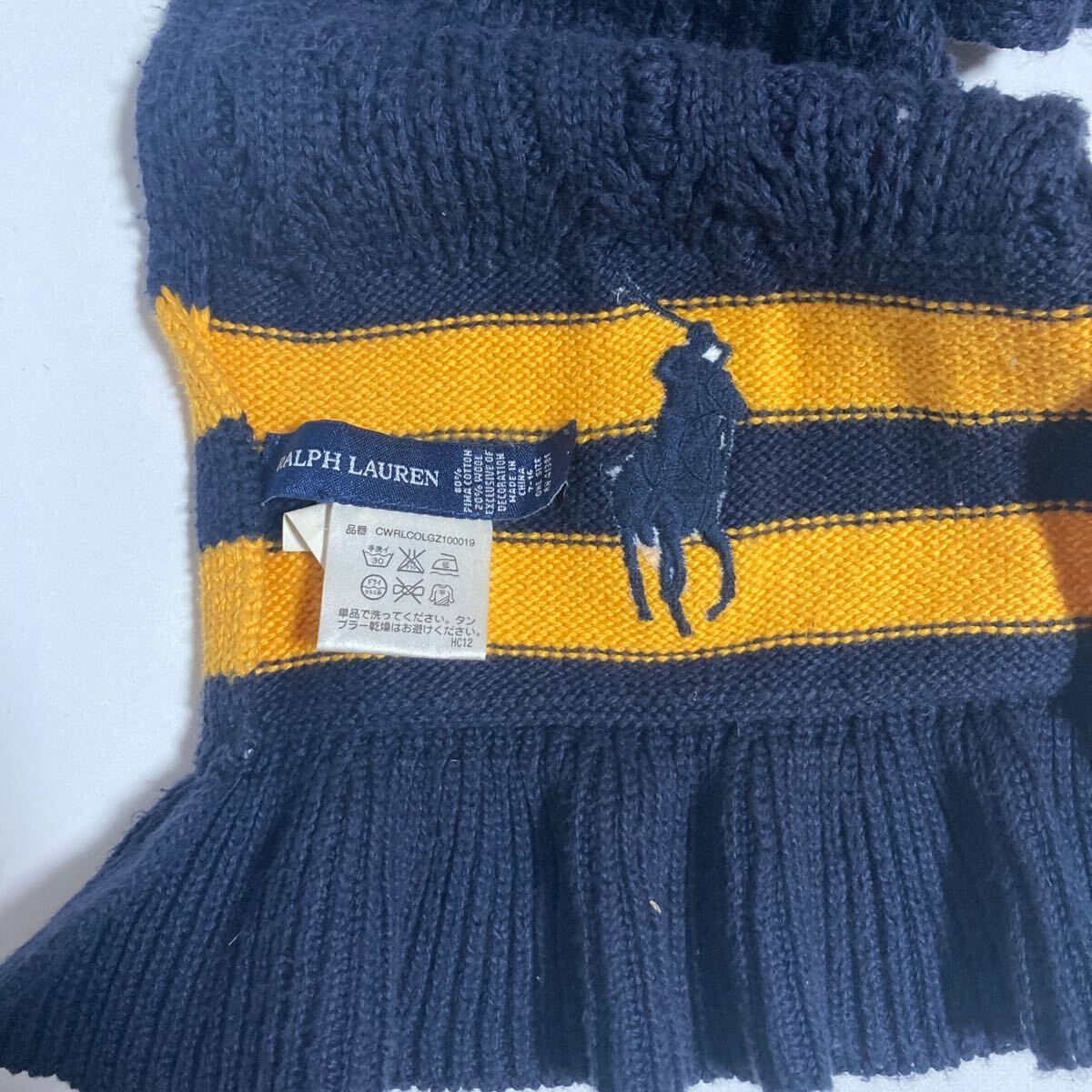 RRL ケーブルニットマフラー ネイビー系 FUNALIVE マフラー ストール ケーブルニットマフラー レディース
