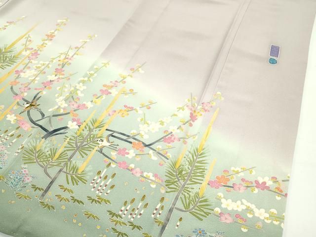 平和屋本店□極上 本加賀友禅作家 百貫華峰 色留袖 小石に松 暈し染め