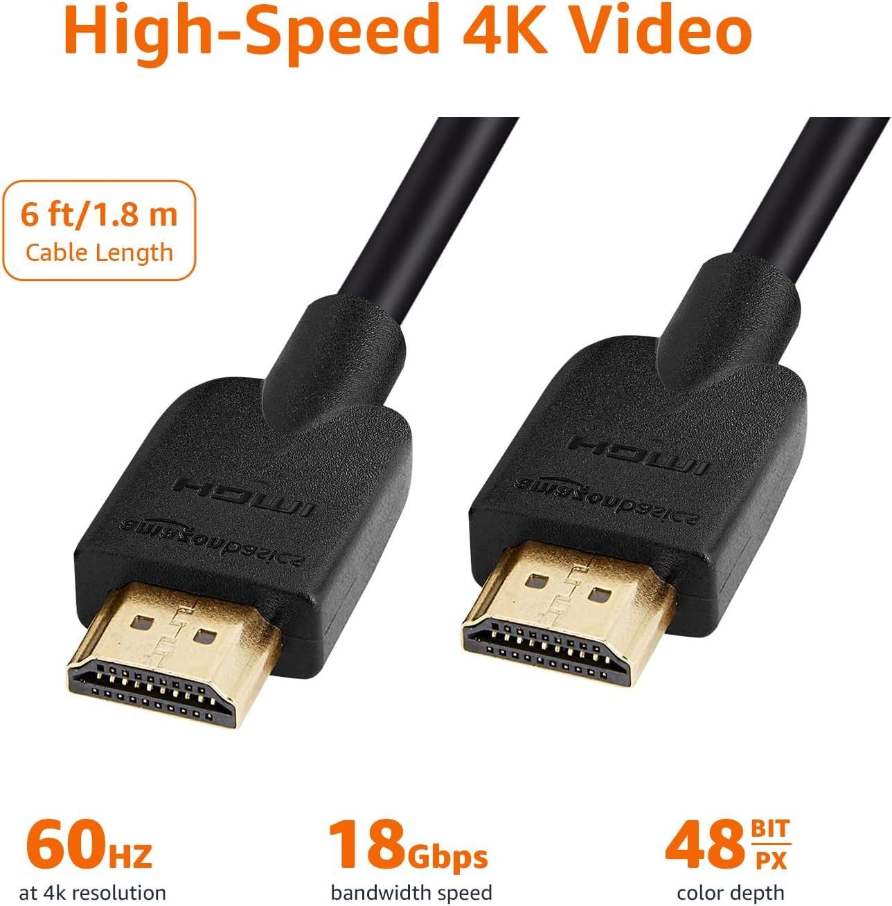 Amazonベーシック HDMI ケーブル ハイスピード 4K ARC対応 1.8m 3本セット（タイプAオス - タイプAオス）ブラック