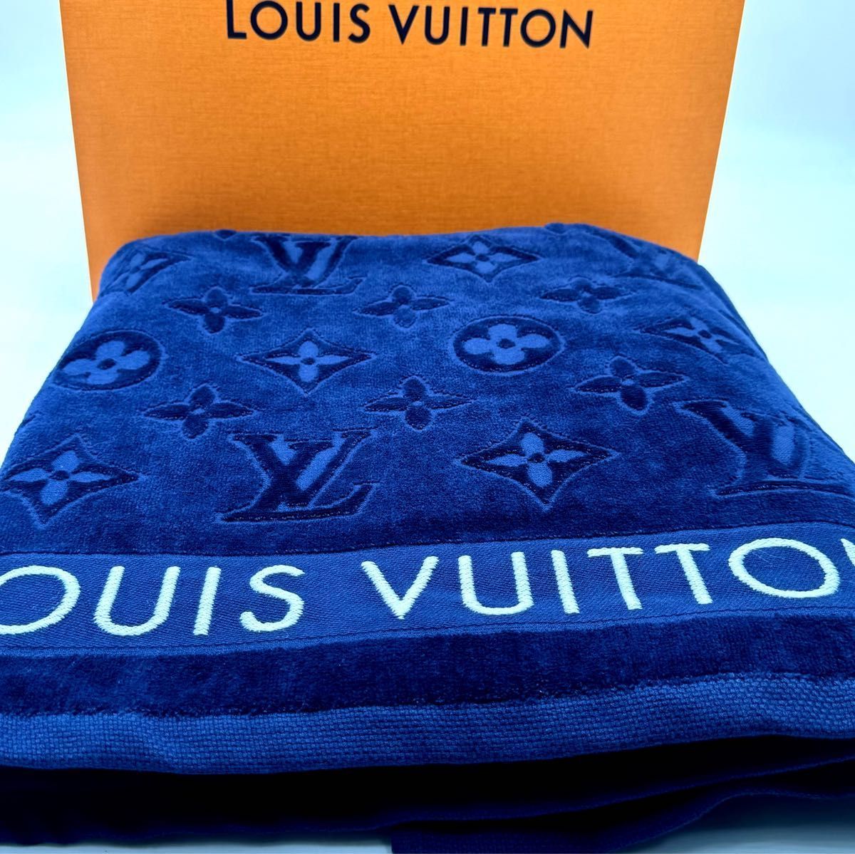 現行 Louis Vuitton ルイヴィトン ブランケット マルチカバー ビーチタオル LV バケーション ネイビー