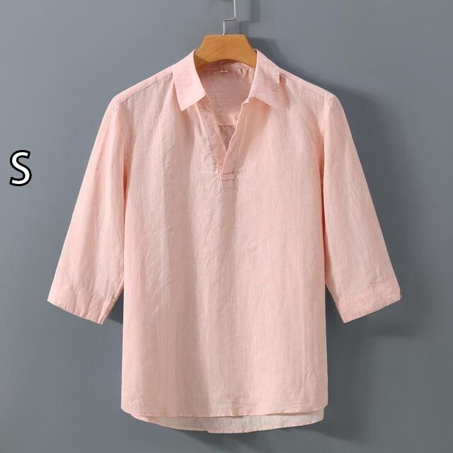 S メンズ ファッション 服 男性用 オシャレ シンプル 大人 かっこいい 大きいサイズ ストリート 紳士服 リネン 半袖 無地 T シャツ リネン 100 リネン 通気性 快 ミッド スリーブ T シャツ