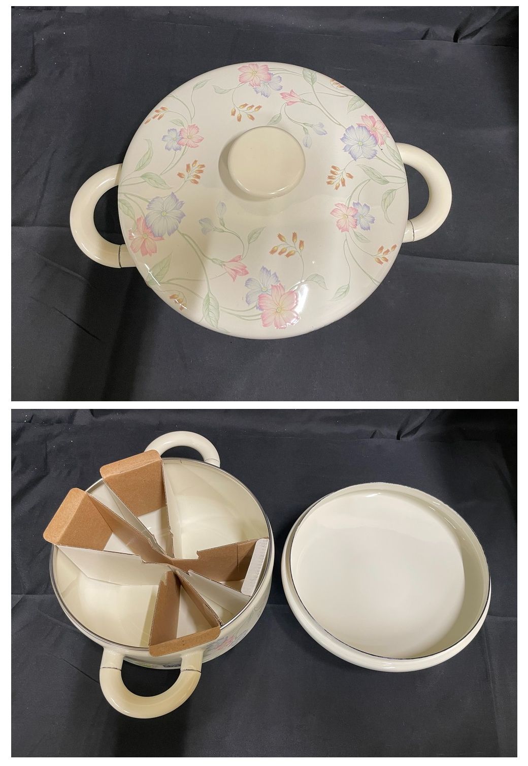 昭和レトロ ホーロー片手鍋＆両手鍋セット