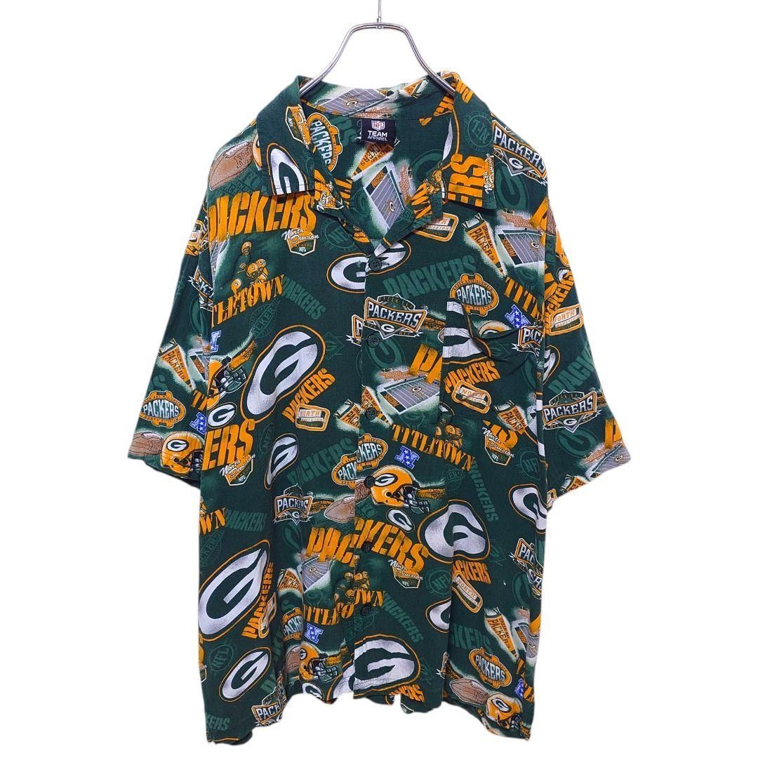 【NFL】Green Bay Packers 総柄 開襟アロハシャツA-3872