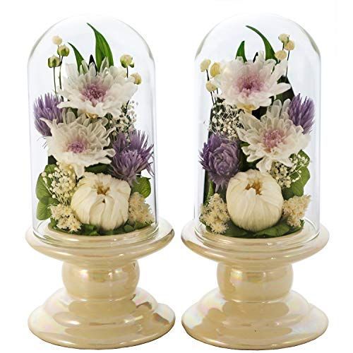 アートフォーシーズン 仏花 （白系）ミニ輪菊glass 【対デザイン２個SET】ホワイト プリザーブドフラワー
