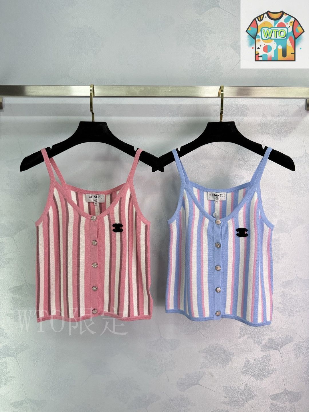 今日WTO】Chanel 2025 ストライプ ニット カミソールベスト-PX98