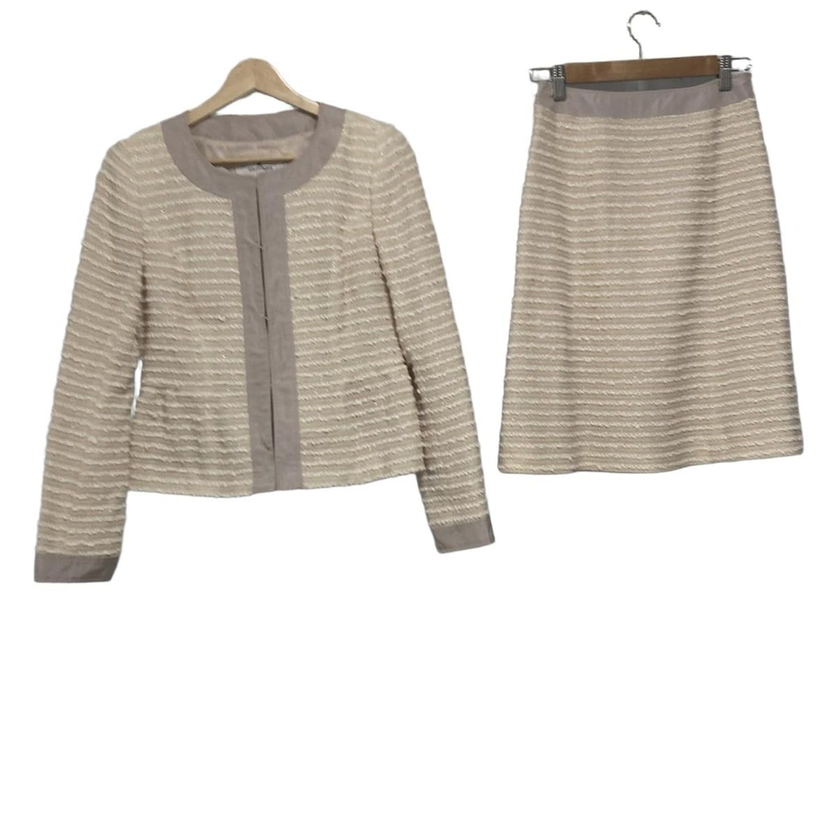 COURREGES クレージュ スカートスーツ レディース - アイボリー×グレーベージュ ラメ
