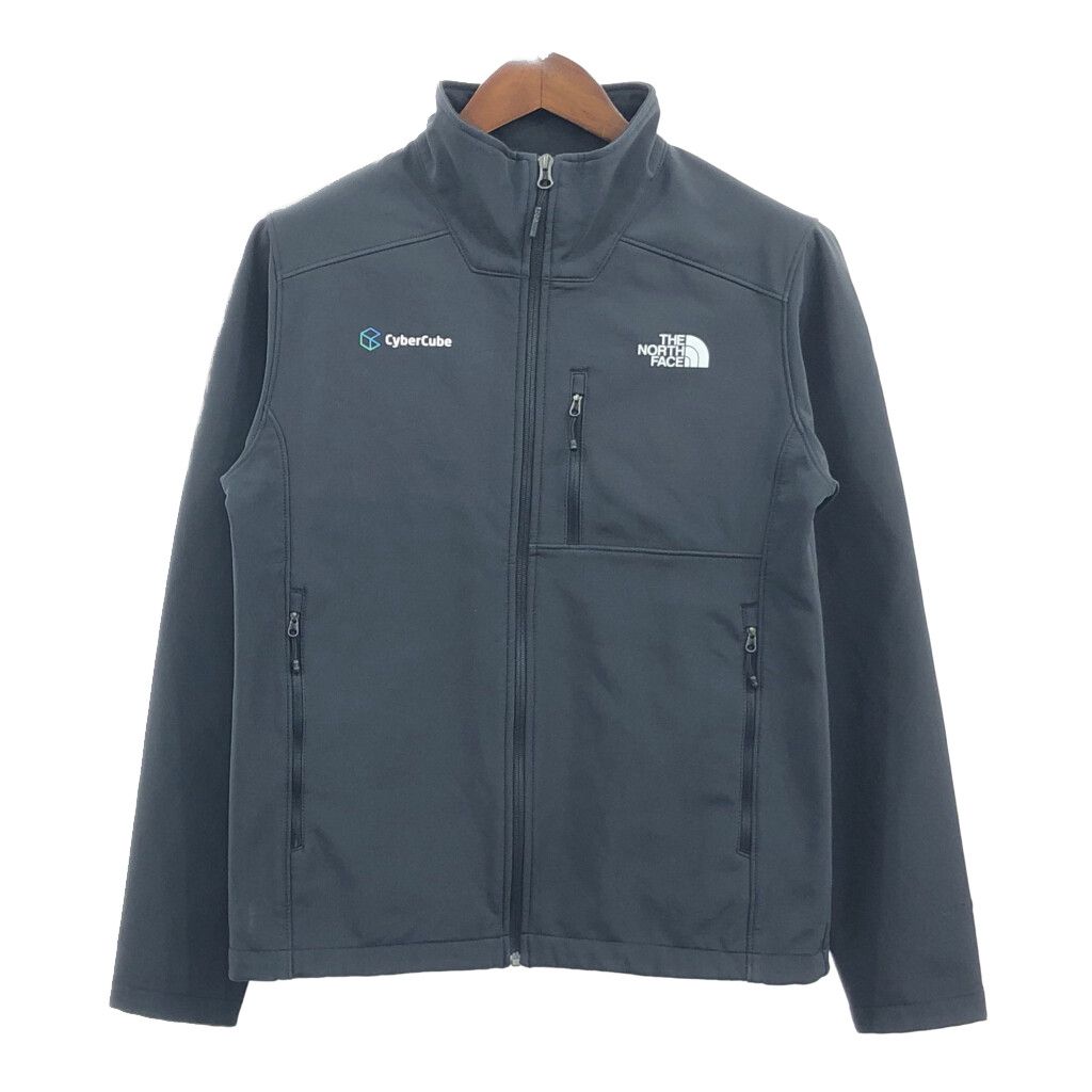 【USA規格】ノースフェイス ソフトシェルジャケット 企業ロゴ 黒 古着 THE NORTH FACE - ノースフェイス ソフトシェル ジャケット
