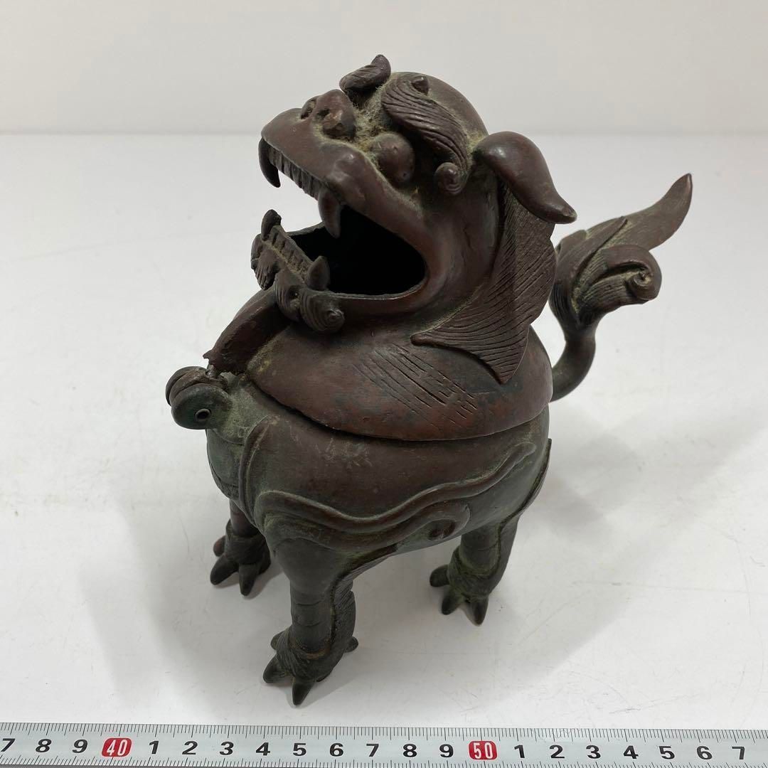 古銅 獅子香炉 919g トヒオ 東さ6-0208