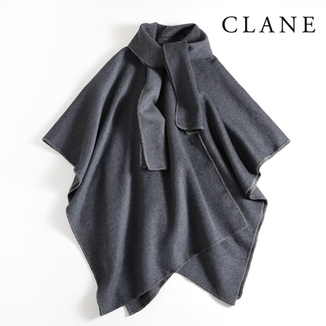 645y* クラネ CLANE 大判 ウール混 ケープコート