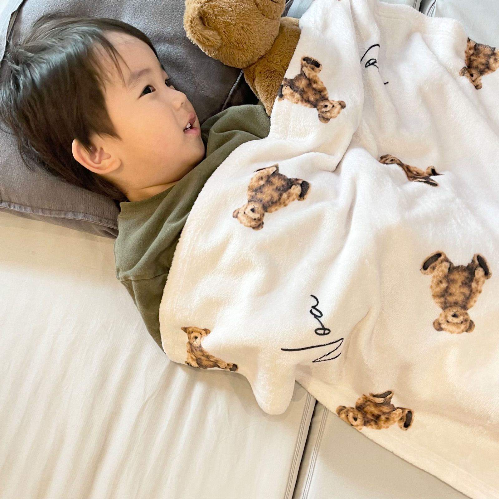 限定セール,正規品 Blanket/大きめTeddy bear(全7色)/名入れブランケット/出産祝い/名入れ/ブランケット