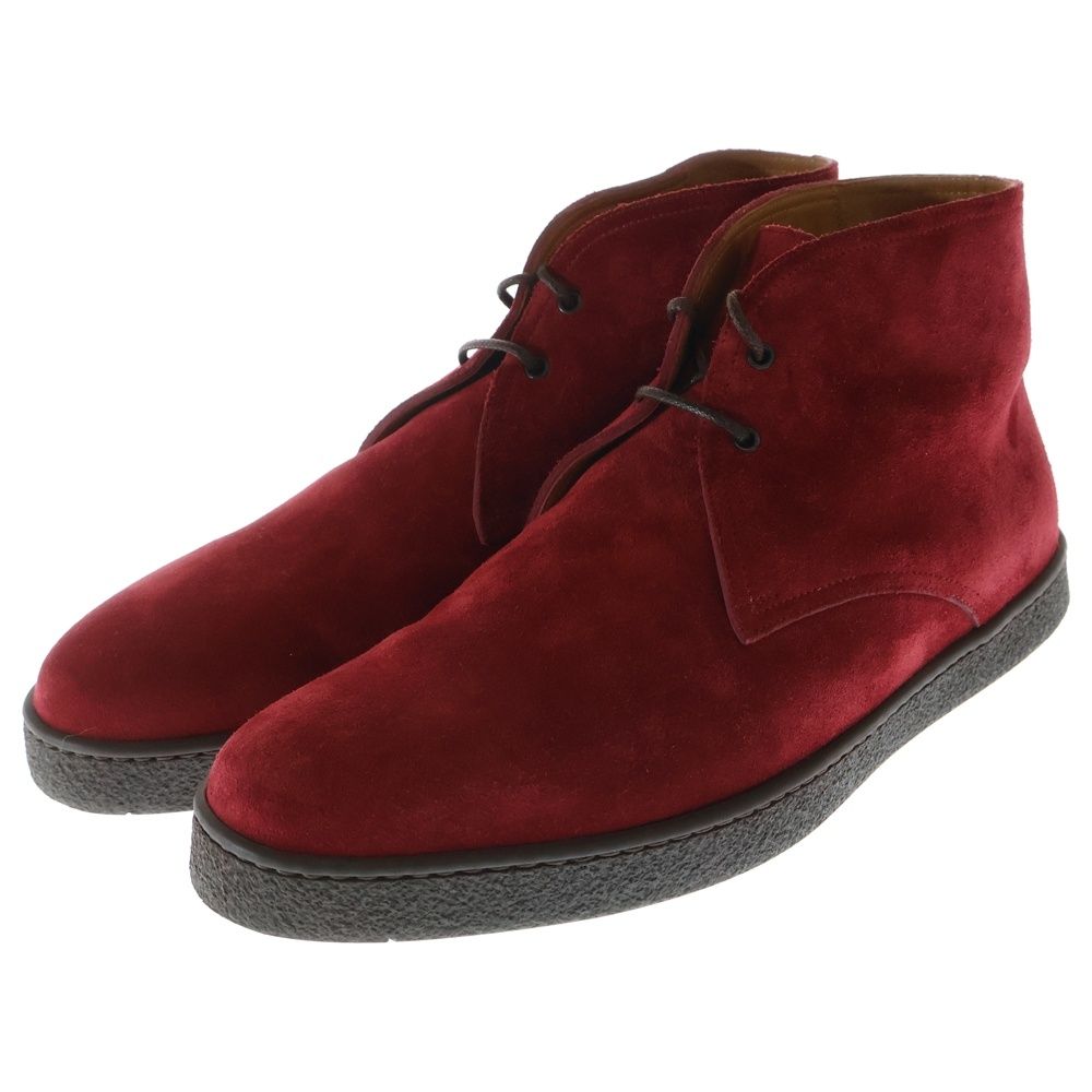 JOHN LOBB ジョンロブ TURF ターフ スウェードレザーチャッカブーツ アンクルブーツ レッド ブラウン 7 25 cm 4613