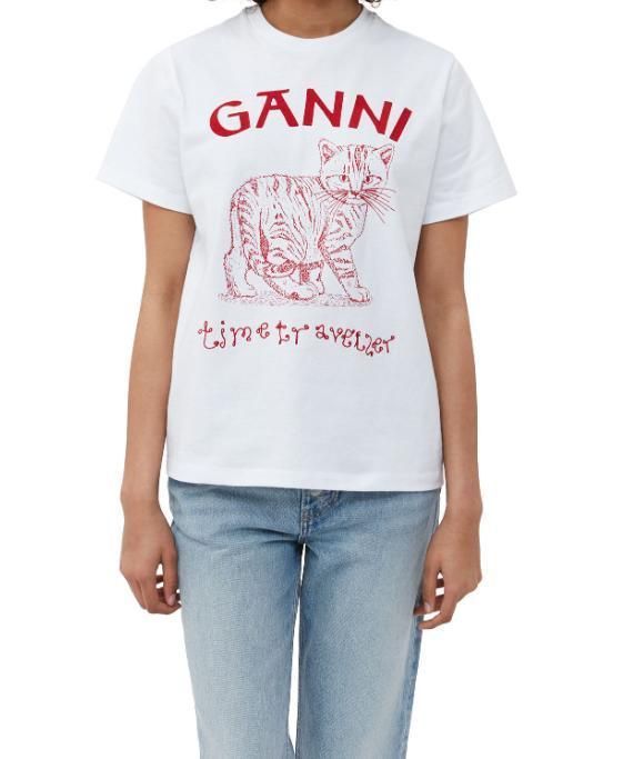 新品 GANNI ガニ― ホワイト ジャージ リラックスTシャツ - メルカリ