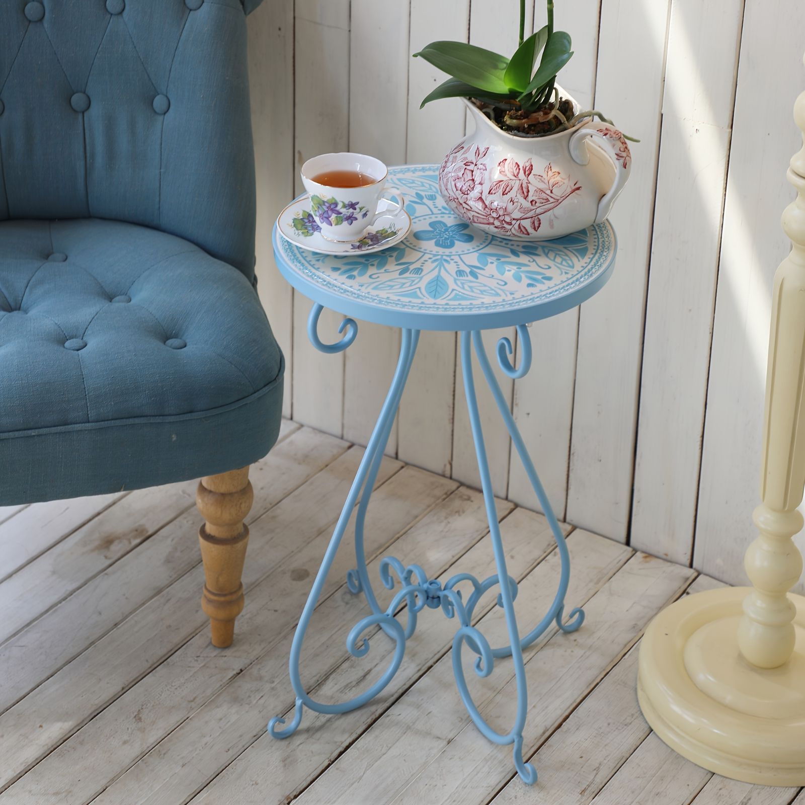 コーヒーテーブル 金属 ティーテーブル 花柄 タイル 折りたたみ 屋内 屋外 室内 家具 庭園 モダン シンク エレガント シンプル 北欧 MARWIL-DEMENAGEMENTS_CH