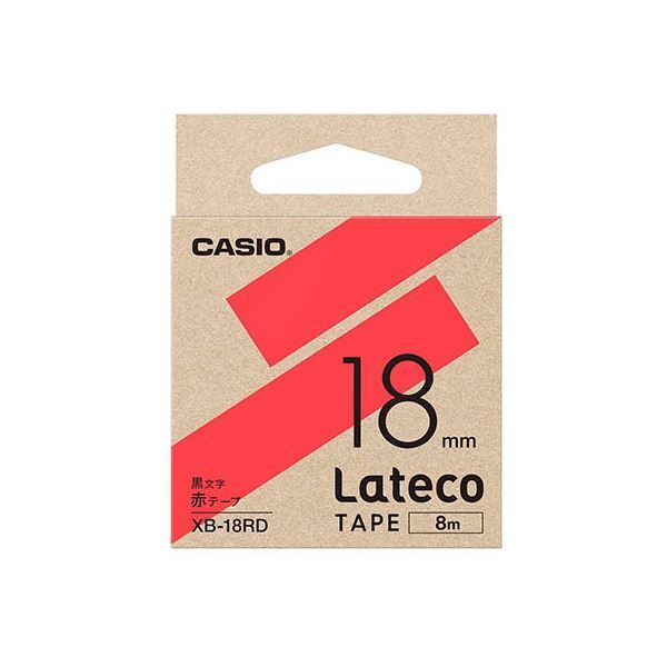 カシオ計算機 Lateco 詰め替え用テープ 18mm 赤テープ 黒文字 XB-18RDX5