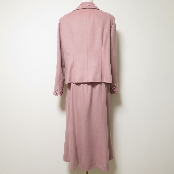 wnc スズキノリオ Norio Suzuki スカートスーツ セットアップ ピンク オートクチュール 刺繍 花 ビーズ レディース 965650