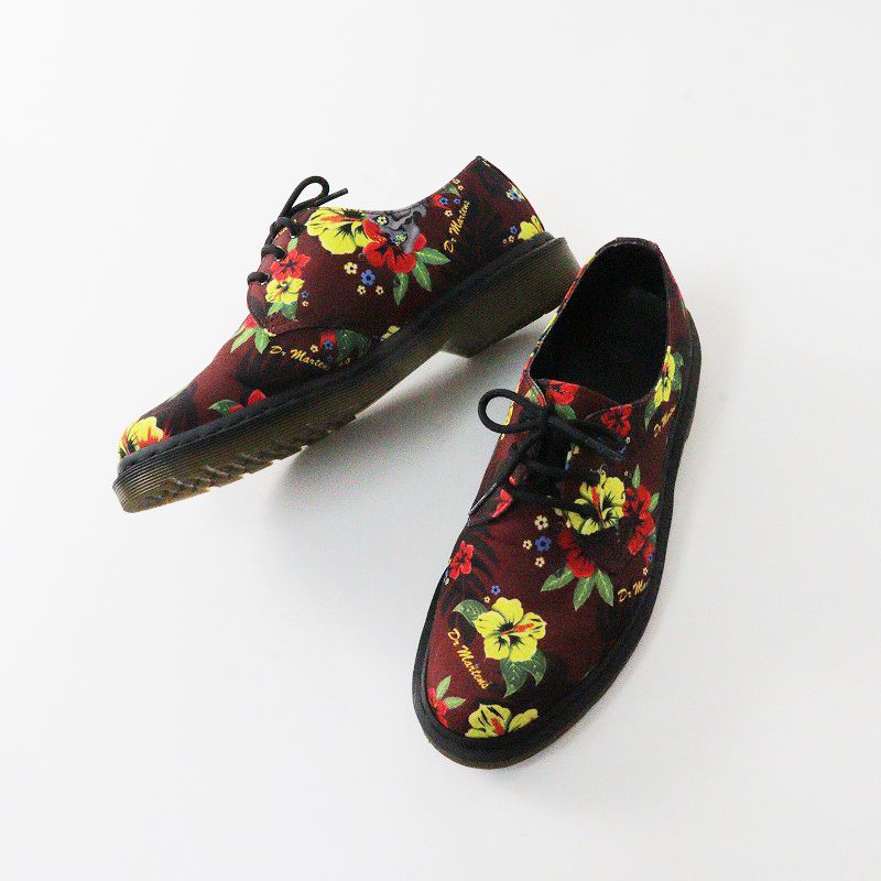 ドクターマーチン Dr.Martens LESTER レースアップシューズ UK7/ブラウン キャンバス フラワー スカル 花柄 26cm メンズ【2400013714785】