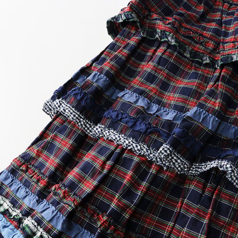 ピンクハウス PINK HOUSE フリルカラー タータンチェック ティアード