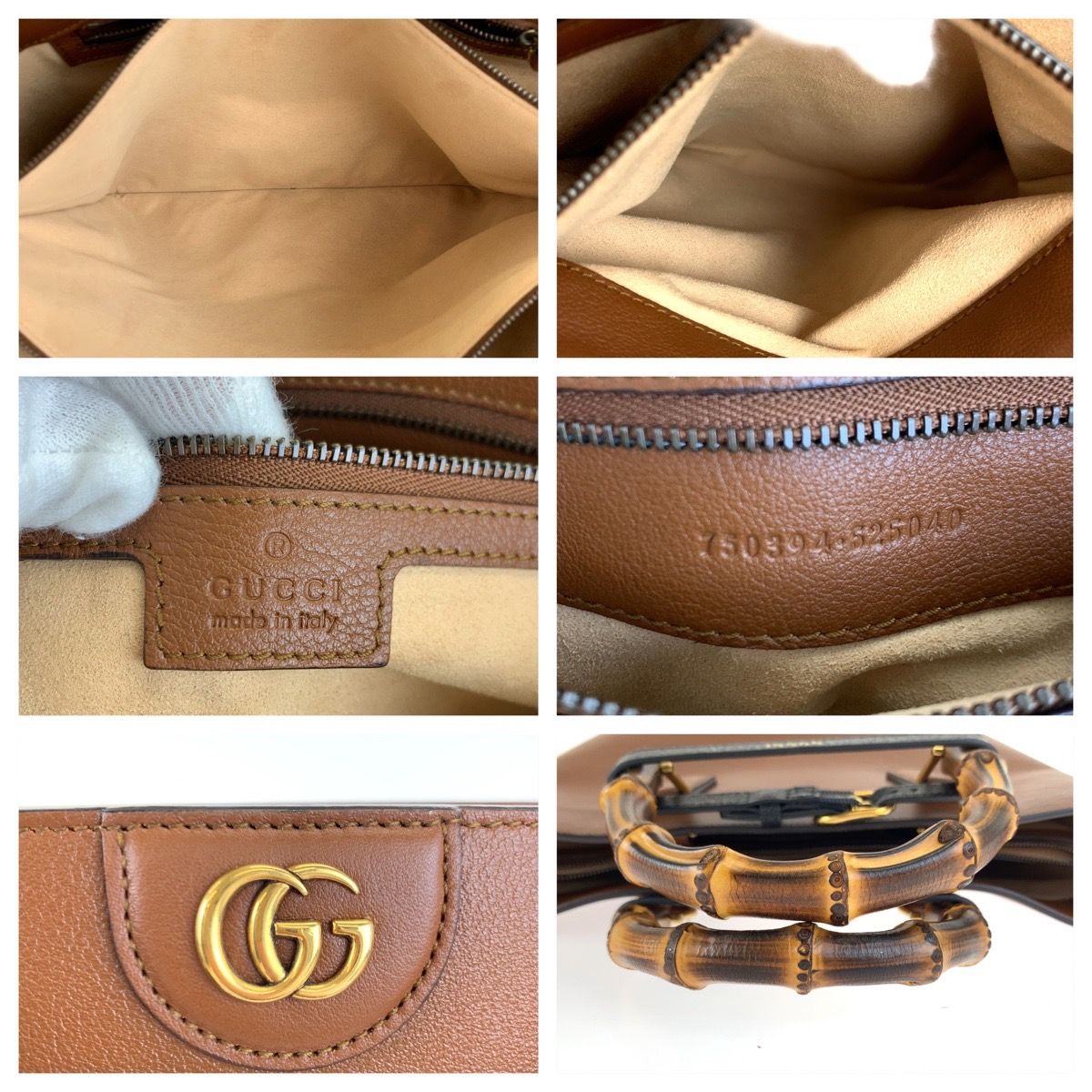 美品 GUCCI グッチ ダイアナ ミディアム ブラウン 茶 レザー